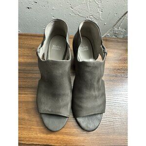 Eileen Fisher Leather Iris Cut Out Mid Heel Booties Shoes Peep Toe Size 10